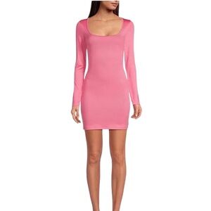 NWT Gianni Bini Pink Bodycon Mini Dress Long Sleeve‎ Scoop Neck Barbiecore Small